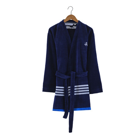 Brooks Brothers Nautical Blanket Stripe Bathrobe // Navy
