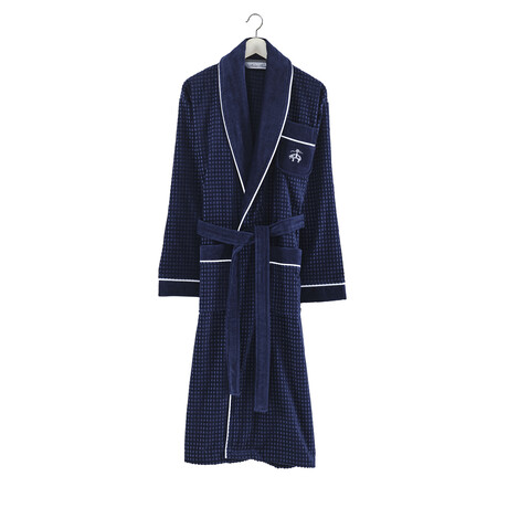 Brooks Brothers Waffle Terry Bathrobe // Navy