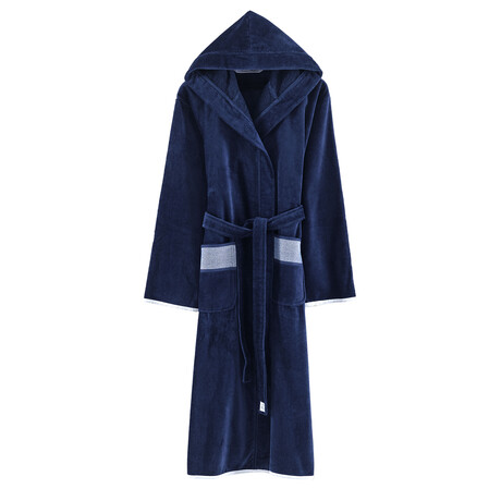 Brooks Brothers Ottoman Rolls Bathrobe // Navy