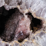Genuine Banded Agate Geode on Wooden Stand From Brazil