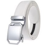 CEAUTB5 Automatic Leather Belt // Silver Buckle + White Belt