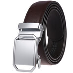 CEAUTB1 Automatic Leather Belt // Silver Buckle + Brown Belt