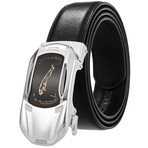 CEAUTB8 Automatic Leather Belt // Multicolor Buckle + Black Belt