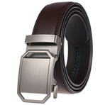 CEAUTB4 Automatic Leather Belt // Silver Buckle + Brown Belt