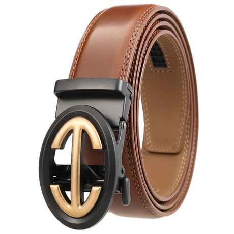 CEAUTB26 Automatic Leather Belt // Multicolor Buckle + Brown Belt