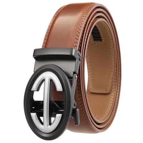 CEAUTB27 Automatic Leather Belt // Multicolor Buckle + Brown Belt