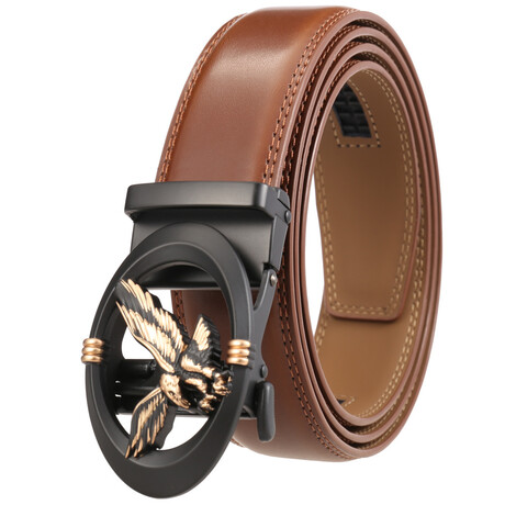 CEAUTB38 Automatic Leather Belt // Multicolor Buckle + Brown Belt