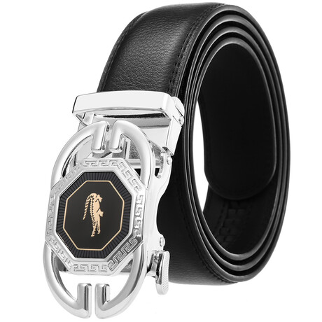 CEAUTB11 Automatic Leather Belt // Multicolor Buckle + Black Belt