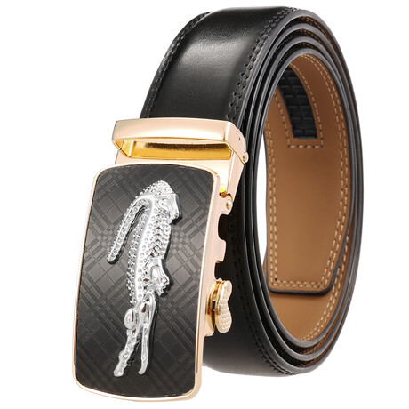 CEAUTB33 Automatic Leather Belt // Multicolor Buckle + Black Belt