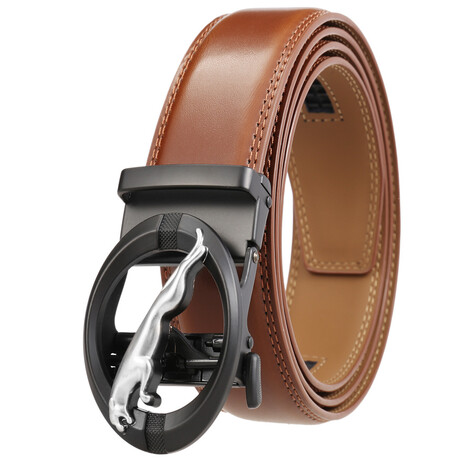 CEAUTB25 Automatic Leather Belt // Multicolor Buckle + Brown Belt