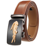 CEAUTB30 Automatic Leather Belt // Multicolor Buckle + Brown Belt