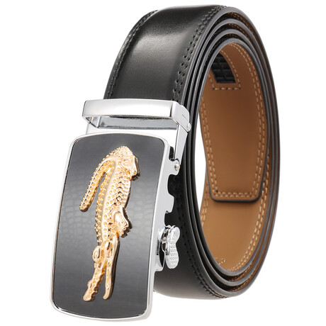 CEAUTB35 Automatic Leather Belt // Multicolor Buckle + Black Belt