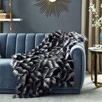 Zayan Faux Feather Fur Throw Reverse Micromink 50"x60" // Navy