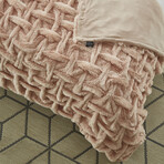 Lmos Stitched Faux Fur Throw Reverse Micromink 50"x60" // Blush