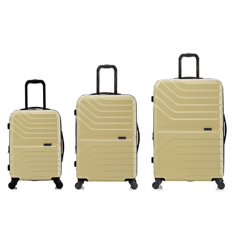 InUSA Aurum Lightweight Hardside Spinner 3 Piece Luggage Set  20"/24"/28" (Champagne)