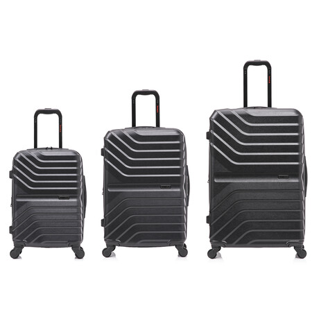 InUSA Aurum Lightweight Hardside Spinner 3 Piece Luggage Set  20"/24"/28" (Black)