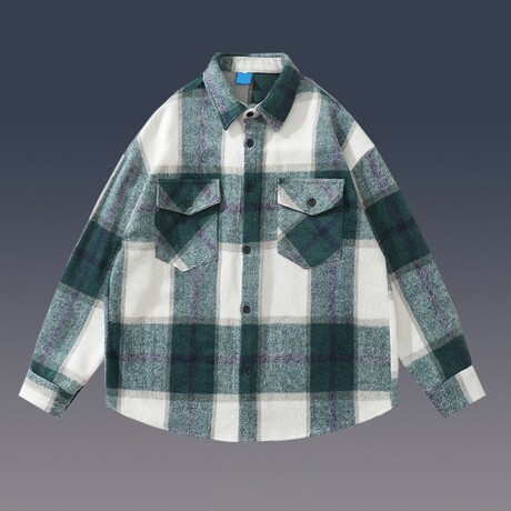 Plaid Shirt Jacket V1 // Green (XS)