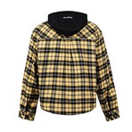 Hooded Plaid Shirt Jacket // Yellow (XS)