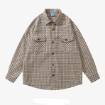 Plaid Shirt Jacket // Yellow + Beige (M)