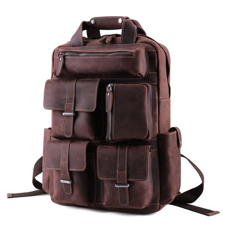 059 Backpack Leather Bag // Brown