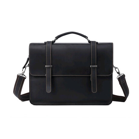 069 Messenger Leather Bag // Black