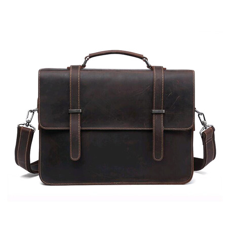 068 Messenger Leather Bag // Dark Brown
