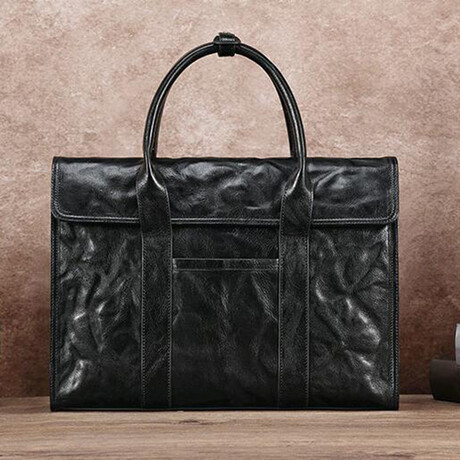 070 Tote Leather Bag // Black