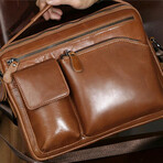 057 Messenger Leather Bag // Tan
