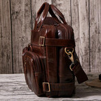 066 Messenger/Backpack Leather Bag // Dark Brown