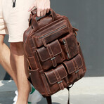 059 Backpack Leather Bag // Brown
