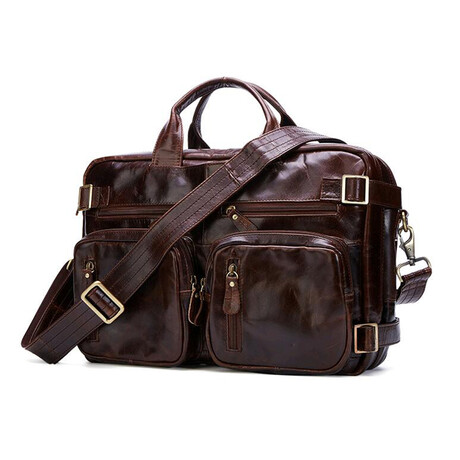 066 Messenger/Backpack Leather Bag // Dark Brown