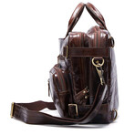 066 Messenger/Backpack Leather Bag // Dark Brown