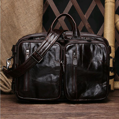 052 Messenger Leather Bag // Brown