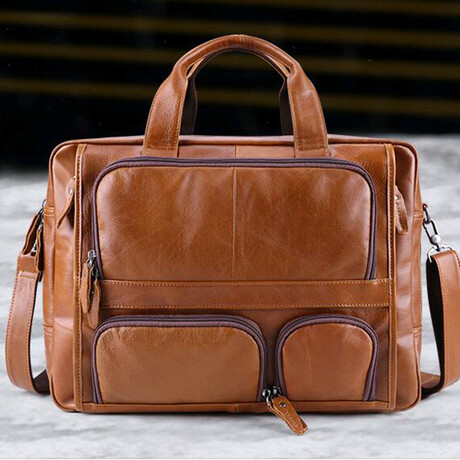 065 Messenger Leather Bag // Tan