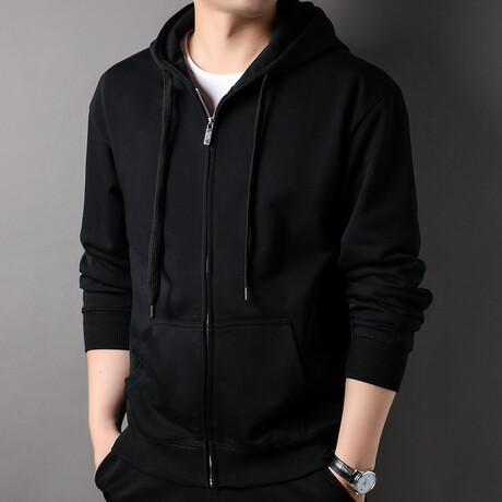 Zip Up Hoodie // Black (XL)