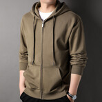 Zip Up Hoodie // Olive Green (XS)