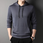 Black Drawstring Hoodie // Dark Gray (XS)