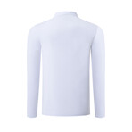 Quarter Button Up Mock Neck Sweatshirt // White (S)