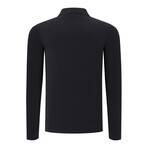 Quarter Button Up Mock Neck Sweatshirt // Black (S)