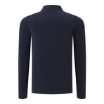 Quarter Button Up Mock Neck Sweatshirt // Dark Blue (S)