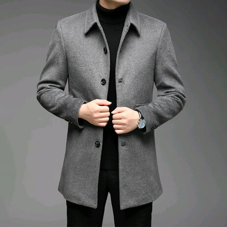 5-Button Up Wool Jacket // Gray (XS)