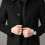 4-Button Up Wool Coat // Black (M)