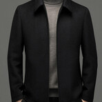 Zip Up Wool Jacket // Black // Style 2 (2XL)