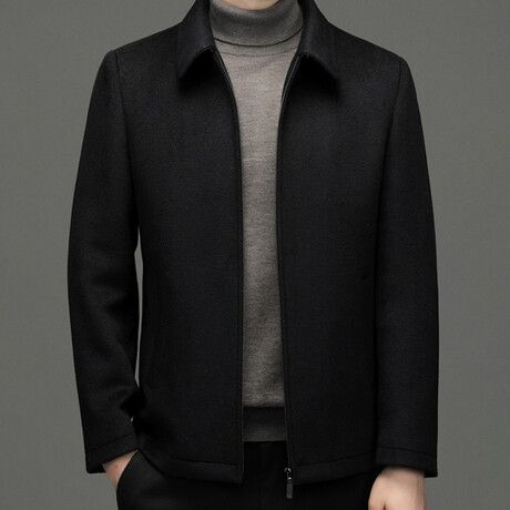 Zip Up Wool Jacket // Black // Style 2 (XS)