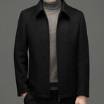 Zip Up Wool Jacket // Black // Style 2 (M)