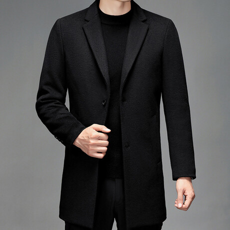 2-Button Up Wool Coat // Black (L)