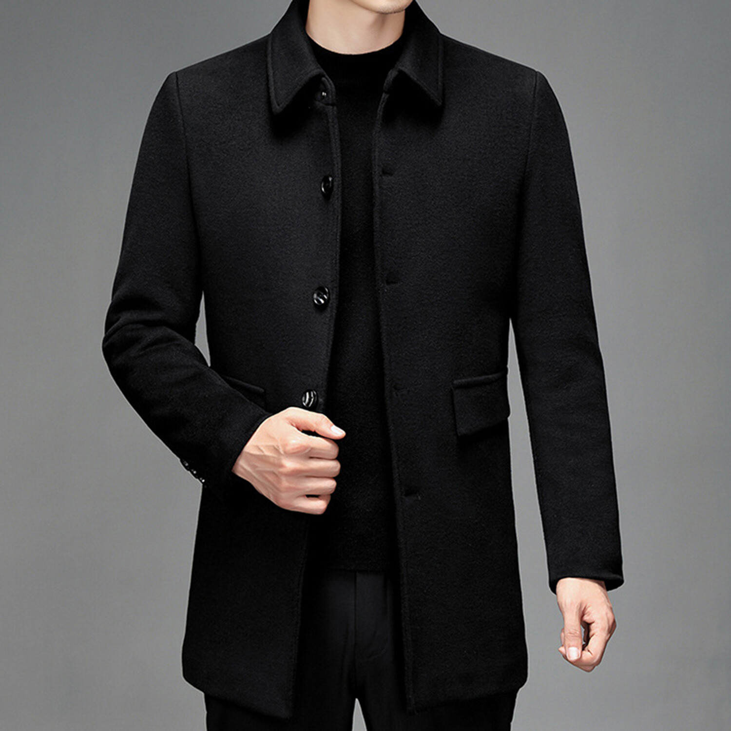 5-Button Up Wool Jacket // Black (XS) - Amedeo Exclusive Jackets ...