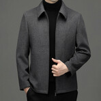 Zip Up Wool Jacket // Dark Gray (2XL)