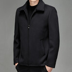 Zip Up Wool Jacket // Black (3XL)