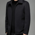 Zip Up Wool Jacket // Black (M)